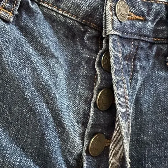 Free People Blue High Waist Denim Casual Frayed Hem Jean Shorts - Picture 5 of 6